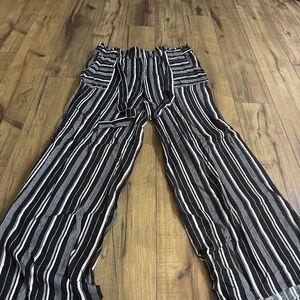 Black and white draw string pants